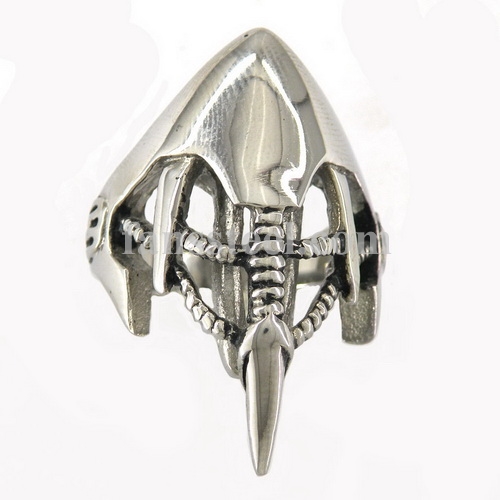 FSR06W86 tribal long tooth Medallion Ring - Click Image to Close